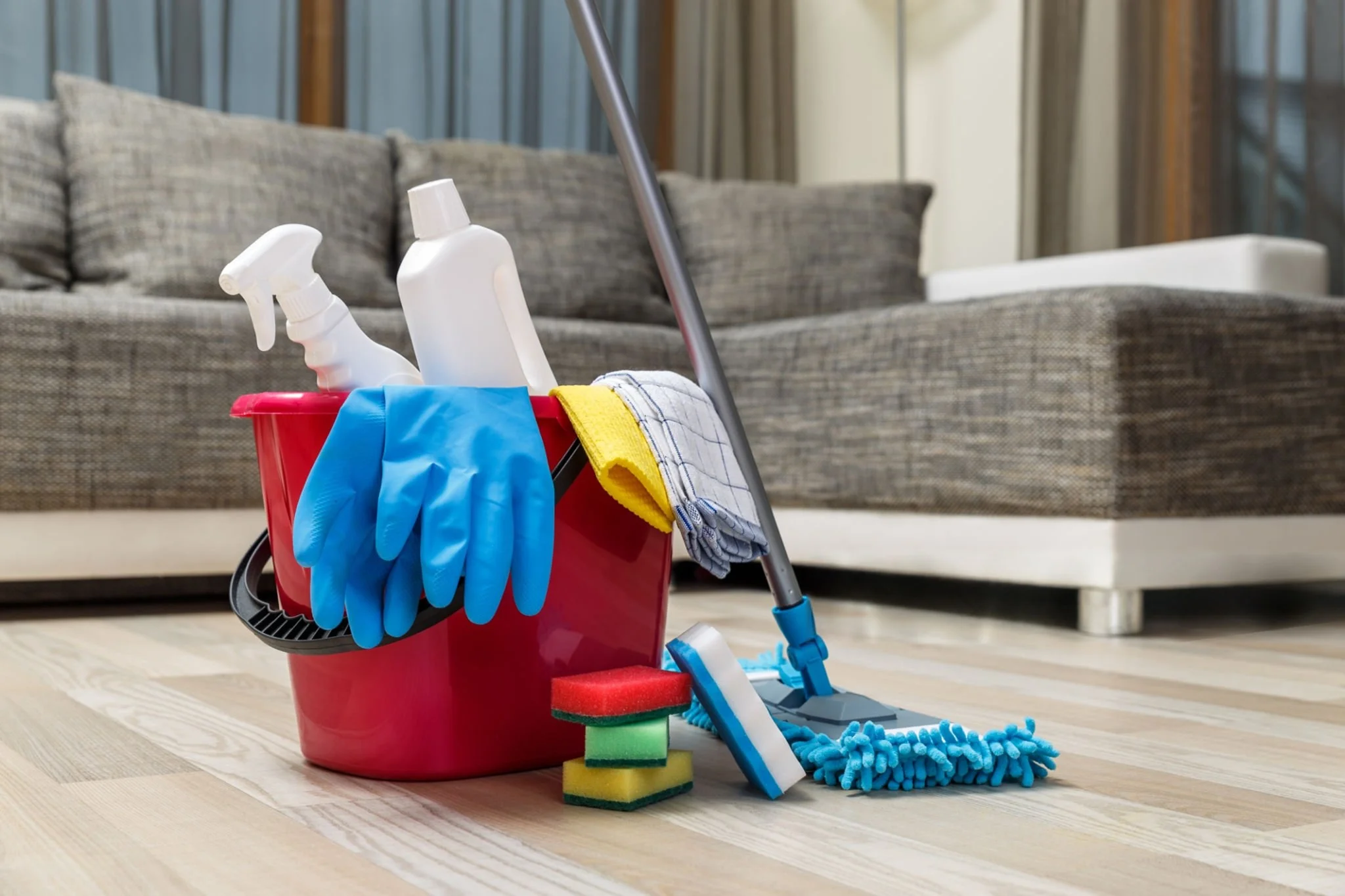 Professional cleaning service in progress