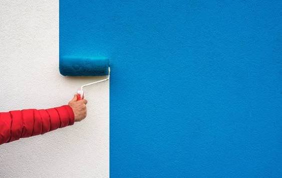 Professional painter applying paint to a wall